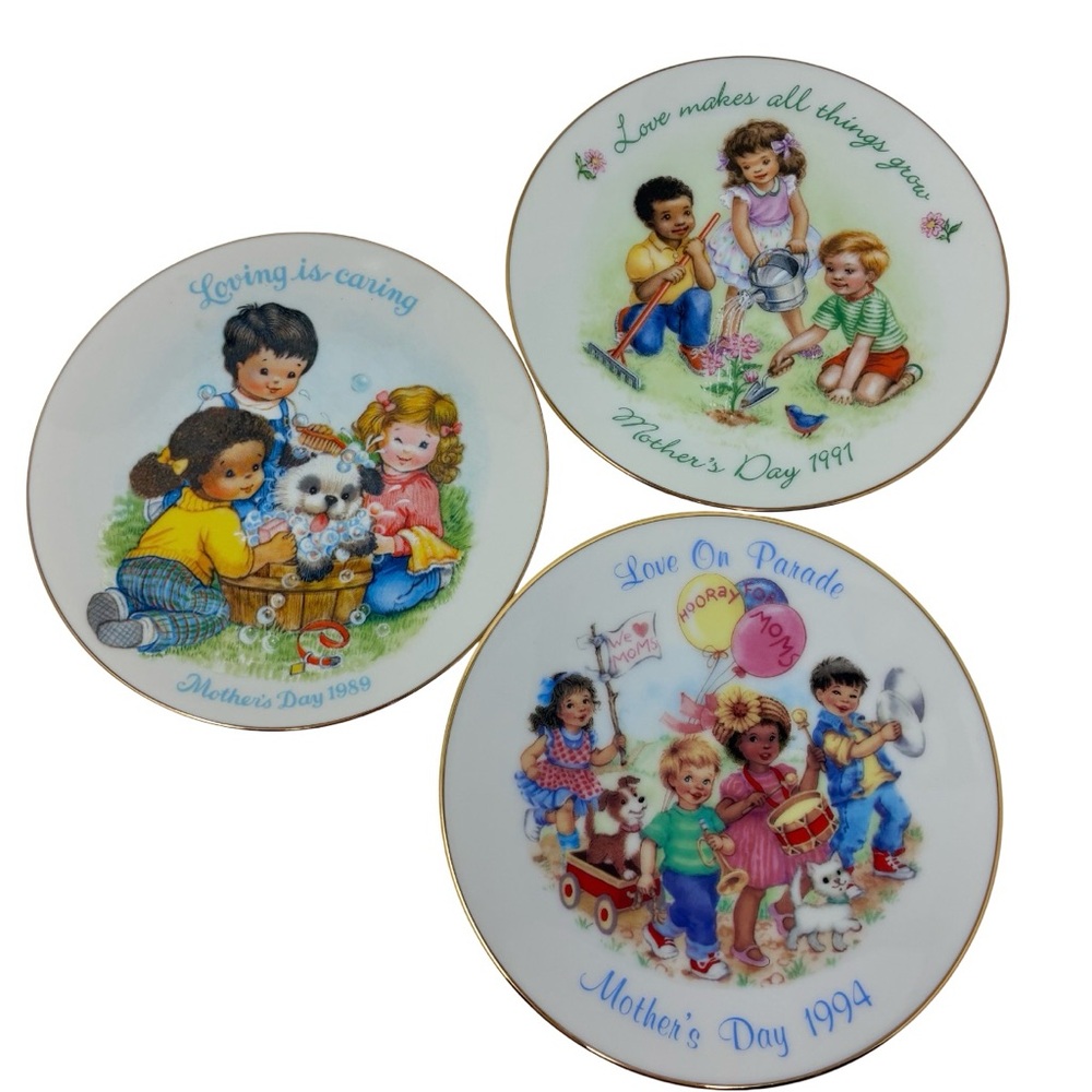 Vintage Avon Mother's Day Collector Plates 89 '91 '94 Retro Decor Set Of 3